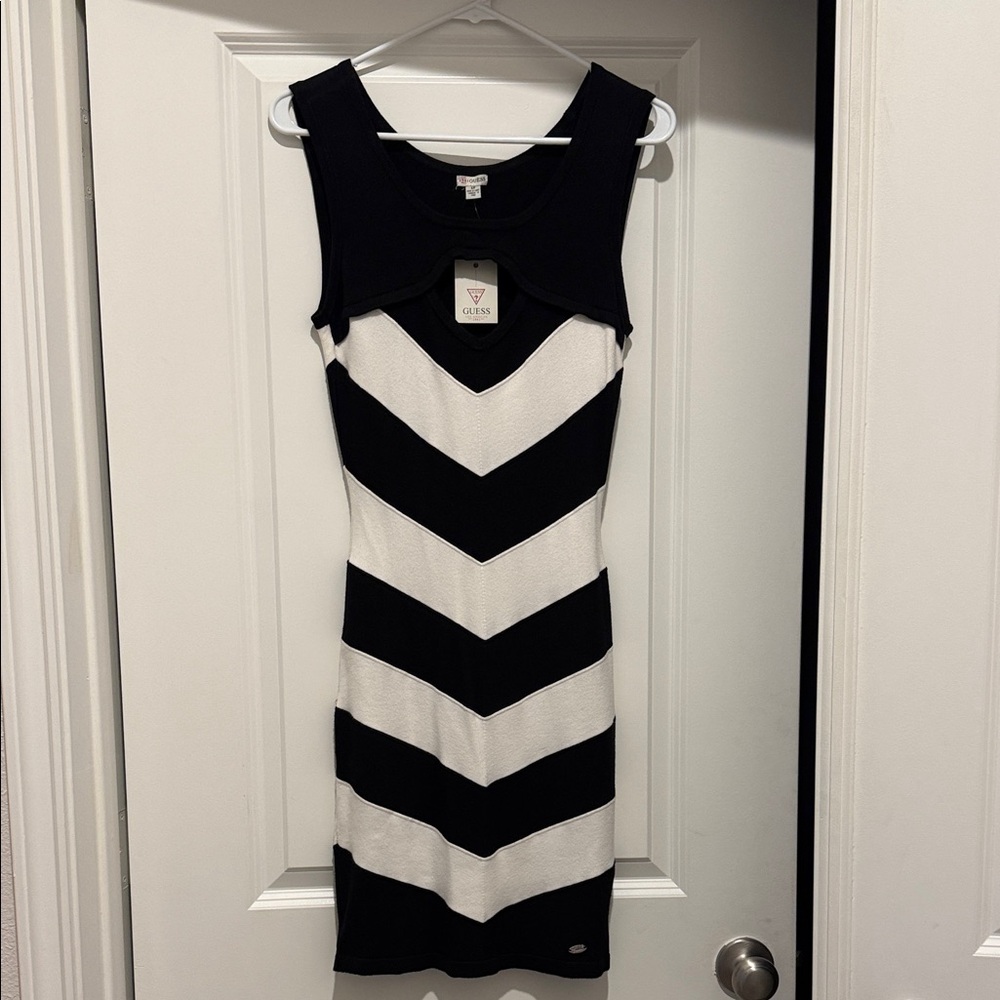 Guess Monochrome Striped Mini Dress